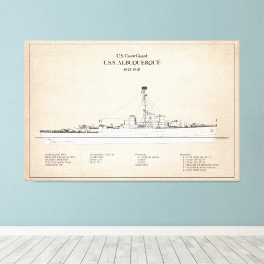 USCG USS Albuquerque PF-7 - SBD Canvas Afdruk (Insitu (Houten vloer))