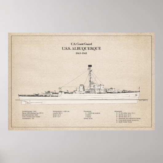 USCG USS Albuquerque PF-7 - SBD Poster (Voorkant)
