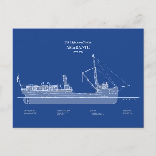 USCG Vuurtoren Tender Amaranth - ABD Briefkaart (Voorkant)