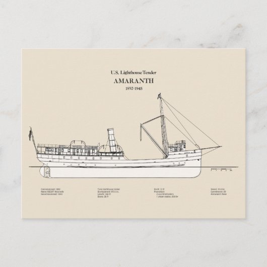USCG Vuurtoren Tender Amaranth - SBD Briefkaart (Voorkant)