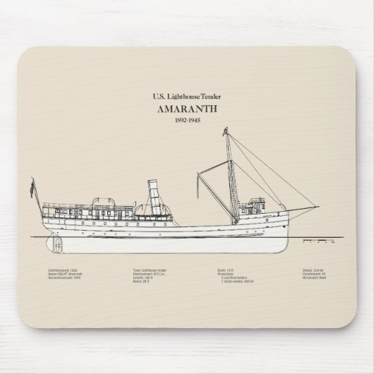 USCG Vuurtoren Tender Amaranth - SBD Muismat (Voorkant)