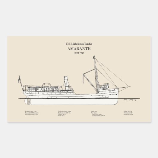 USCG Vuurtoren Tender Amaranth - SBD Rechthoekige Sticker (Voorkant)