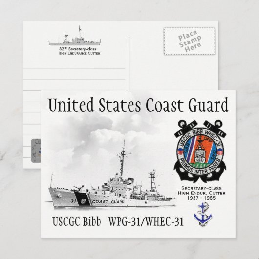 USCGC BIBB WPG-31/WHEC-31 CUTTER BRIEFKAART (Voorkant / Achterkant)