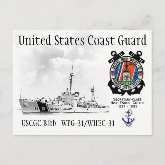 USCGC BIBB WPG-31/WHEC-31 CUTTER BRIEFKAART (Voorkant)