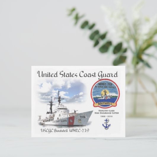USCGC BOUTWELL WHEC-719 CUTTER BRIEFKAART (Staand voorkant)