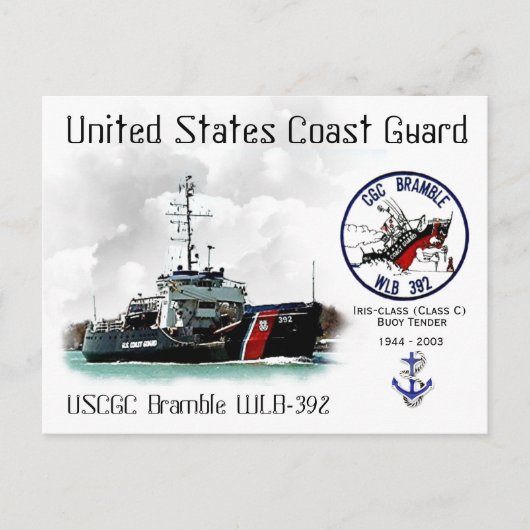 USCGC BRAMBLE WLB-392 BUOY TENDER-a Briefkaart (Voorkant)
