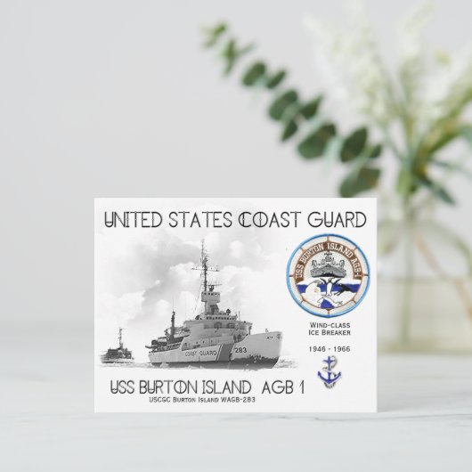 USCGC Burton Island WAGB-283 Ice Breaker Briefkaart (Staand voorkant)