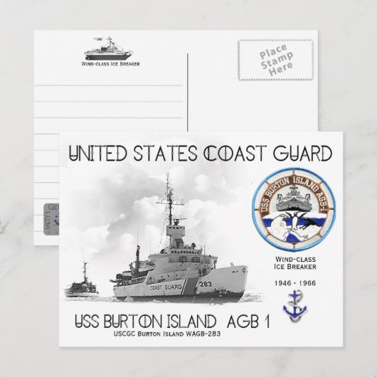 USCGC Burton Island WAGB-283 Ice Breaker Briefkaart (Voorkant / Achterkant)