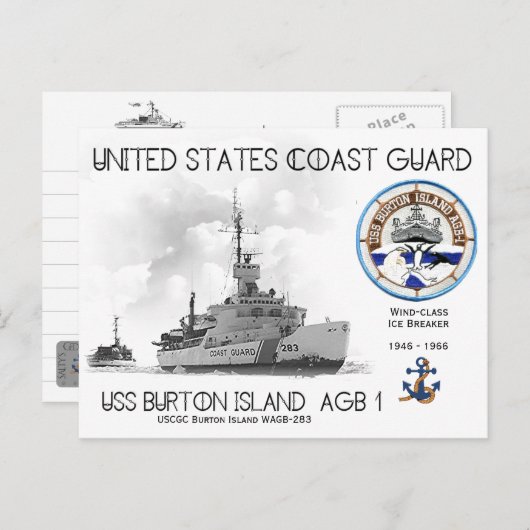 USCGC Burton Island WAGB-283 Ice Breaker Briefkaart (Voorkant / Achterkant)