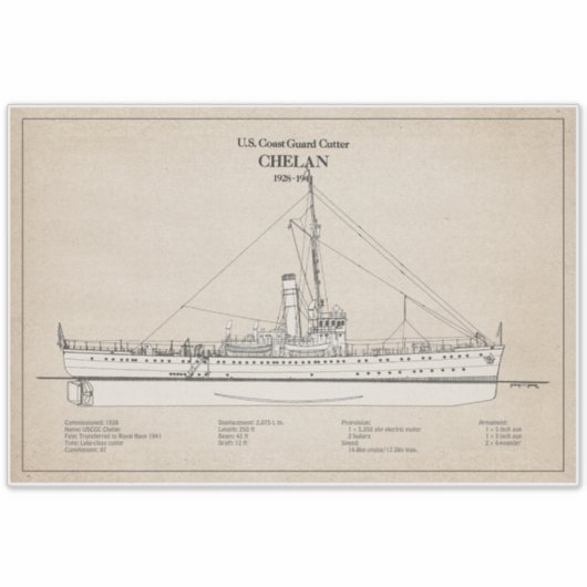 USCGC Chelan - SBD Sticker (Voorkant)