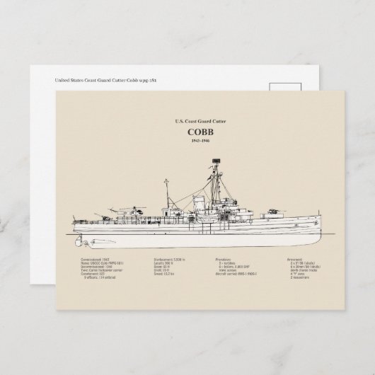 USCGC Cobb wpg-181 - SBD Briefkaart (Voorkant / Achterkant)