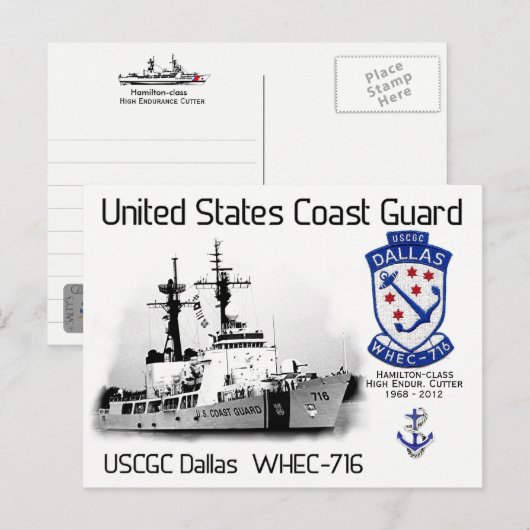 USCGC DALLAS WHEC-716 - SNIJDER - BRIEFKAART (Voorkant / Achterkant)