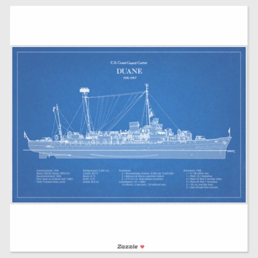 USCGC Duane wpg-33 - ABD Sticker (Vel)