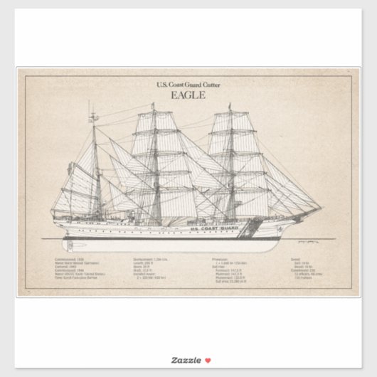 USCGC Eagle wix-327 - SBD Sticker (Vel)