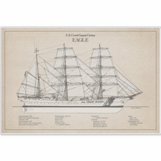 USCGC Eagle wix-327 - SBD Sticker (Voorkant)