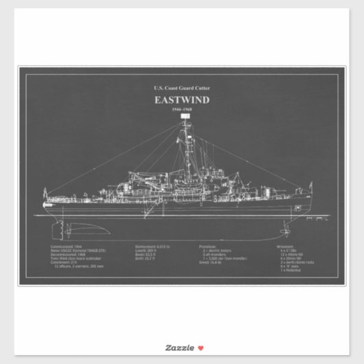 USCGC Eastwind wagb-279 - ABD Sticker (Vel)