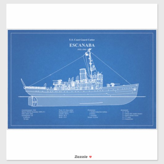 USCGC Escanaba wpc-77 - ABD Sticker (Vel)