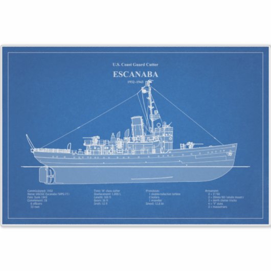 USCGC Escanaba wpc-77 - ABD Sticker (Voorkant)