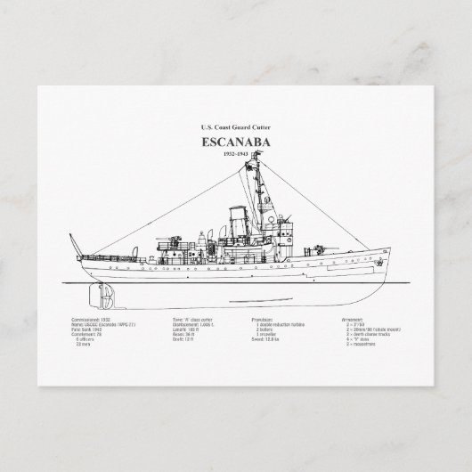 USCGC Escanaba WPC-77 - BD Briefkaart (Voorkant)