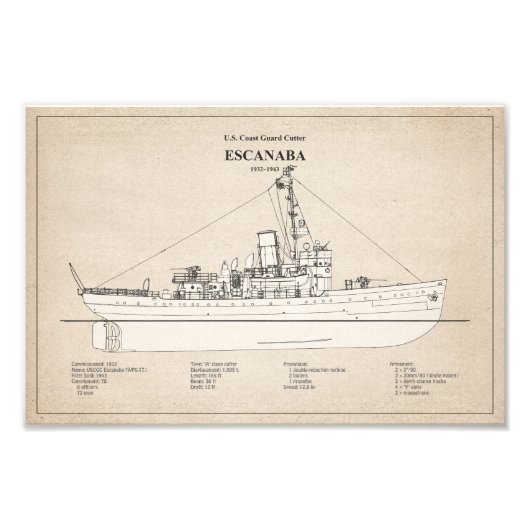 USCGC Escanaba wpc-77 - SBD Foto Afdruk (Voorkant)