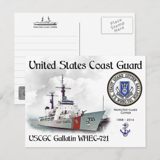 USCGC Gallatin WHEC-721 Cutter Briefkaart (Voorkant / Achterkant)