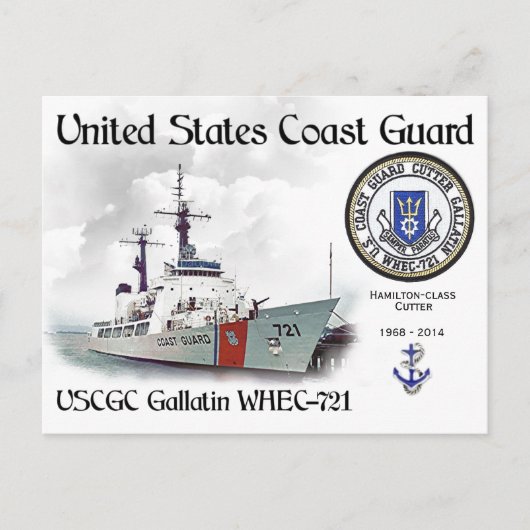 USCGC Gallatin WHEC-721 Cutter Briefkaart (Voorkant)