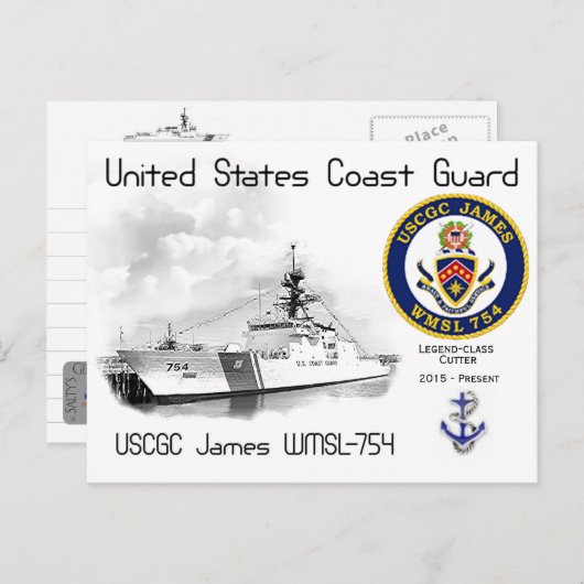 USCGC JAMES WMSL-754 CUTTER BRIEFKAART (Voorkant / Achterkant)