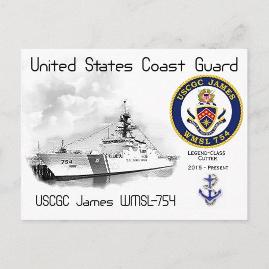USCGC JAMES WMSL-754 CUTTER BRIEFKAART (Voorkant)