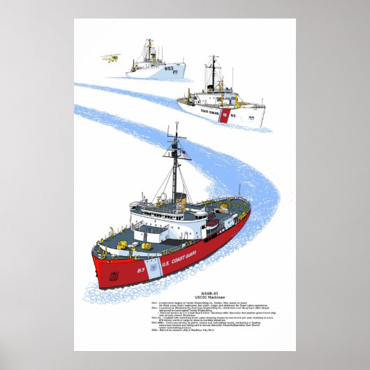 USCGC Mackinaw WAGB-83 Geschiedenis Poster (Voorkant)