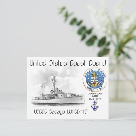 USCGC Sabago WHEC-42 Cutter Briefkaart (Staand voorkant)