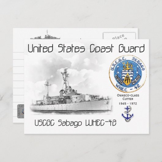 USCGC Sabago WHEC-42 Cutter Briefkaart (Voorkant / Achterkant)