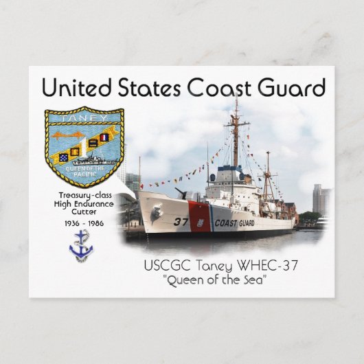 USCGC Taney WHEC-37 Hoge Duurzaamheidssnijder Briefkaart (Voorkant)