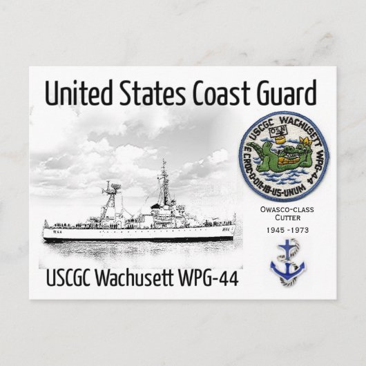 USCGC WACHUSETT WPG-44 CUTTER BRIEFKAART (Voorkant)