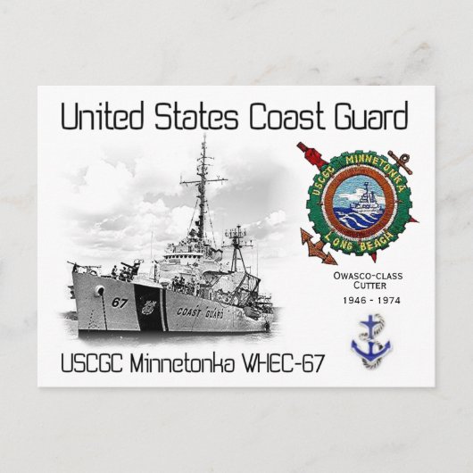 USCGC WINNETONKA WHEC-67 CUTTER BRIEFKAART (Voorkant)