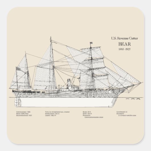 USCGRC USRC BEER - SBD VIERKANTE STICKER (Voorkant)