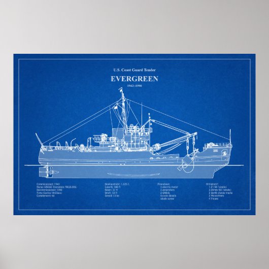 USCGT Evergreen wlb-295 - ABD Poster (Voorkant)