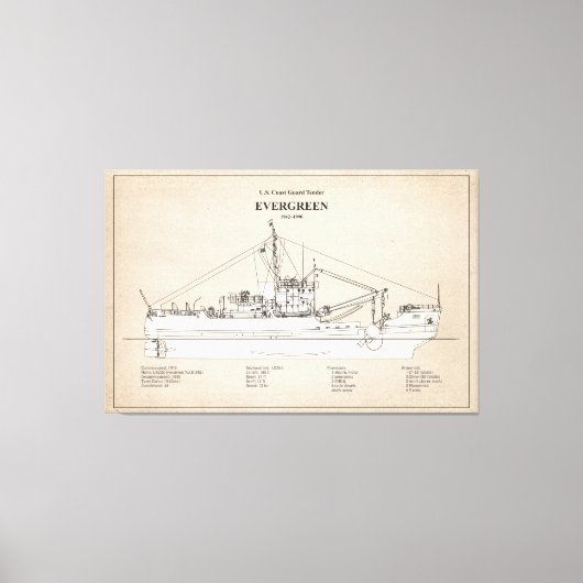 USCGT Evergreen wlb-295 - SBD Canvas Afdruk (Voorkant)