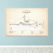 USCGT Evergreen wlb-295 - SBD Canvas Afdruk (Insitu (Houten vloer))