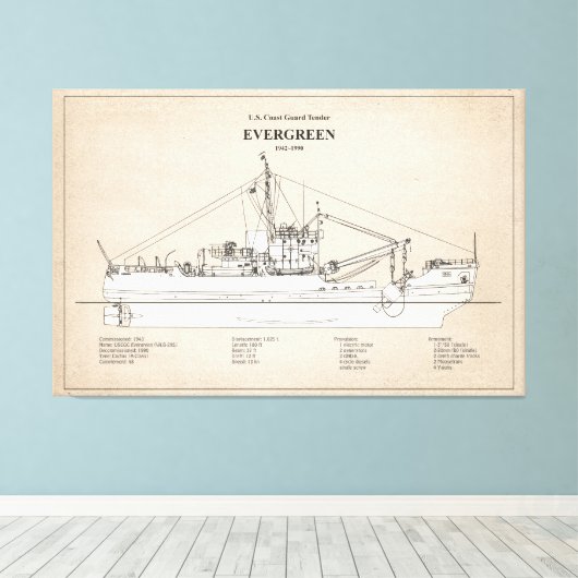 USCGT Evergreen wlb-295 - SBD Canvas Afdruk (Insitu (Houten vloer))