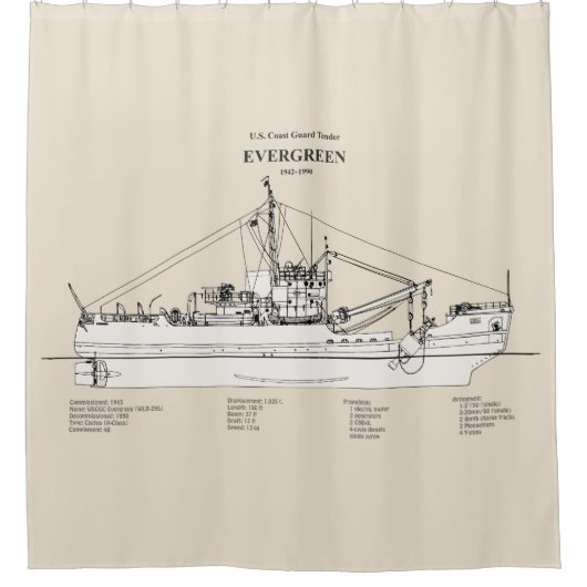 USCGT Evergreen wlb-295 - SBD Douchegordijn (Voorkant)