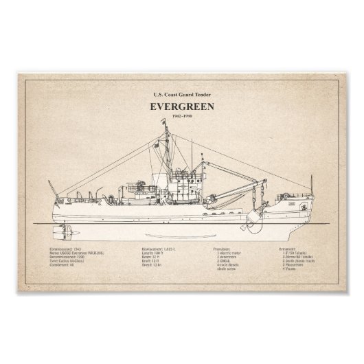 USCGT Evergreen wlb-295 - SBD Foto Afdruk (Voorkant)