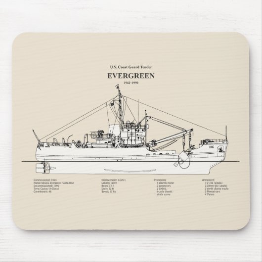 USCGT Evergreen wlb-295 - SBD Muismat (Voorkant)