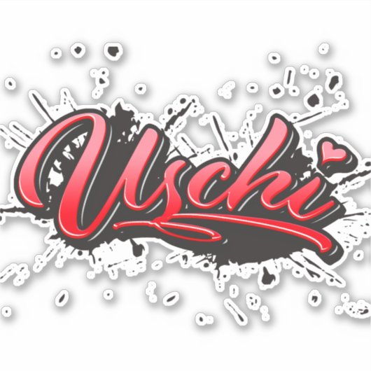 Uschi red Heart Graffiti Aufkleber Sticker (Voorkant)