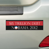 USD 15 biljoen schuld Nobama 2012 Bumpersticker (Op auto)