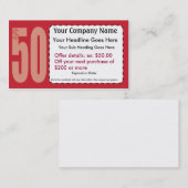 USD 50,00-korting Coupon Visitekaartje (Voorkant / Achterkant)