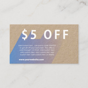 USD 5 OFF Discount Visitekaartje