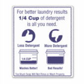 'Use Less Detergent' Laundromat Overlay Blauw Sticker (Voorkant)