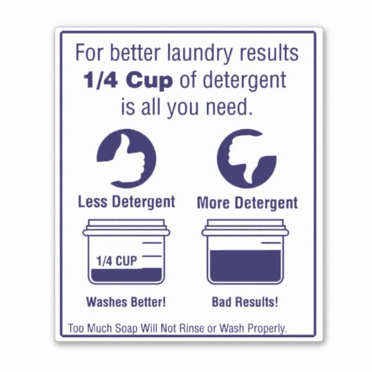 'Use Less Detergent' Laundromat Overlay Blauw Sticker (Voorkant)
