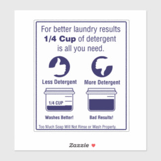 'Use Less Detergent' Laundromat Overlay Blauw Sticker