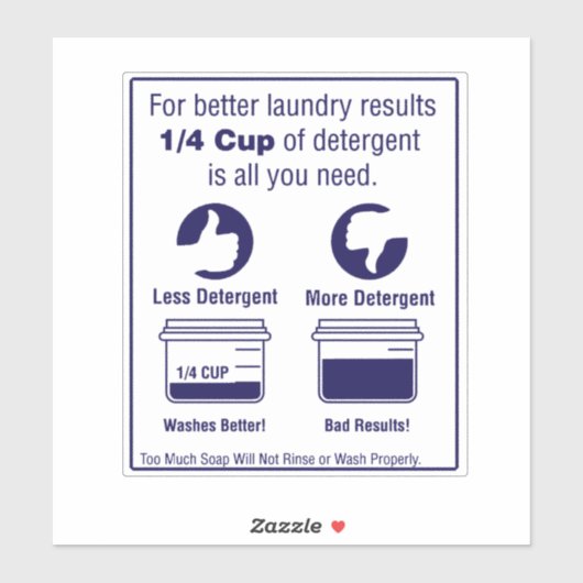 'Use Less Detergent' Laundromat Overlay Blauw Sticker (Vel)